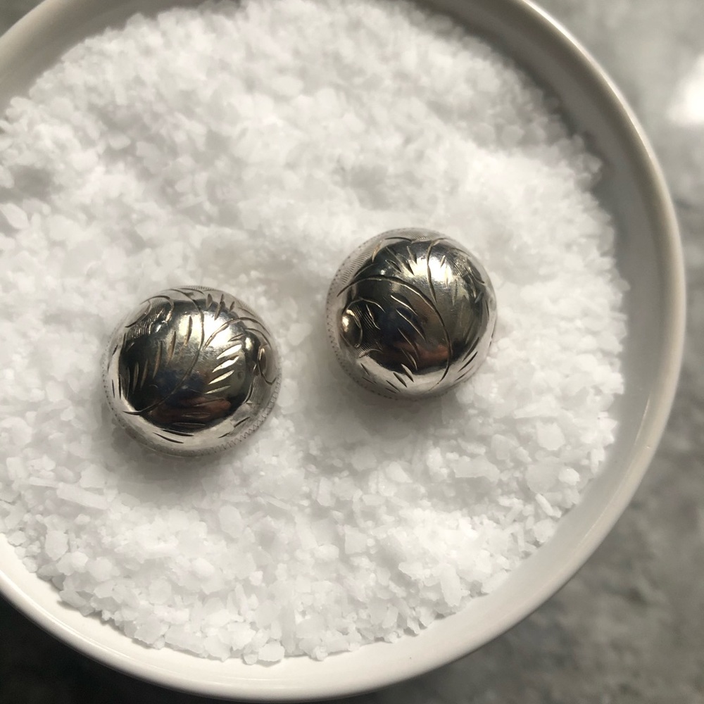 Sterling Silver Etched Earrings